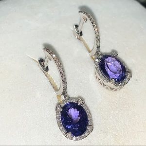 14kt White Gold Tanzanite & Diamond Earrings